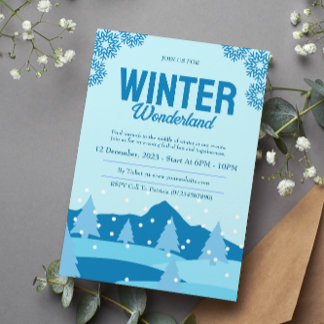 Minimalist Winter Wonderland Party  Invitation