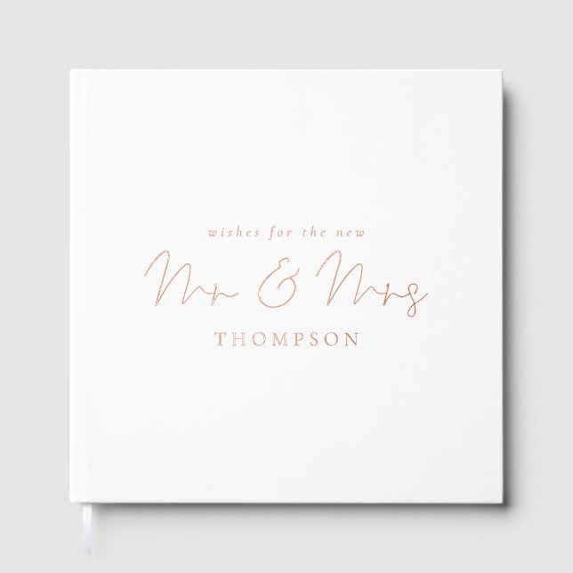 Minimalist Wishes for Mr and Mrs Wedding Foil Guest Book (Front)