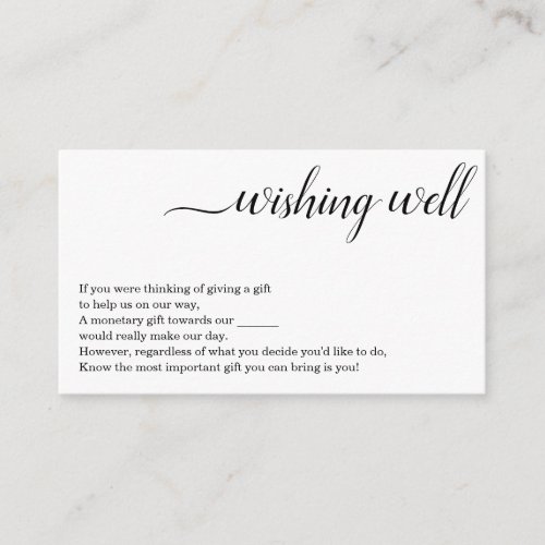 Minimalist Wishing Well Card - Wedding Invitation - Minimalist Wishing Well Card for Wedding Invitation - A modern and minimalist enclosure for a wedding invitation, suggesting monetary gifts to your guests.