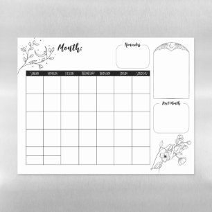 Minimalist Witchy Calendar  Magnetic Dry Erase Sheet