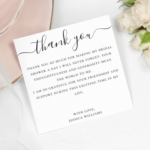 Minimalist With Elegant Script Bridal Shower Thank You Card