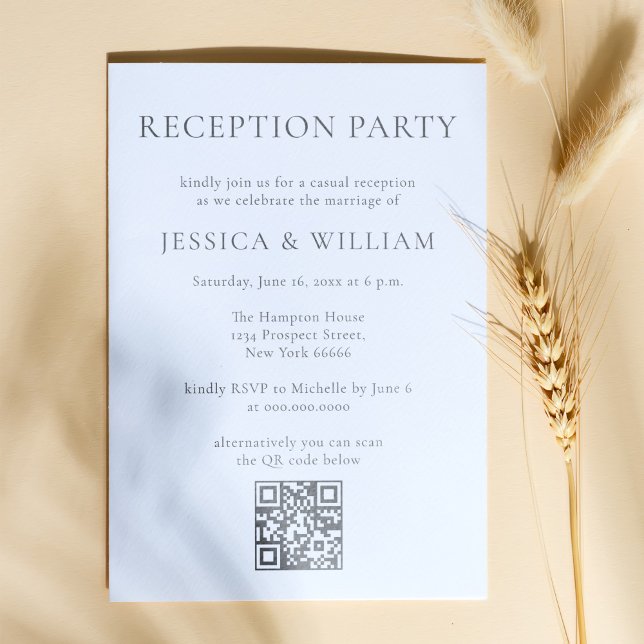 Minimalist With QR Code For Reception Party Invitation (Creator Uploaded)