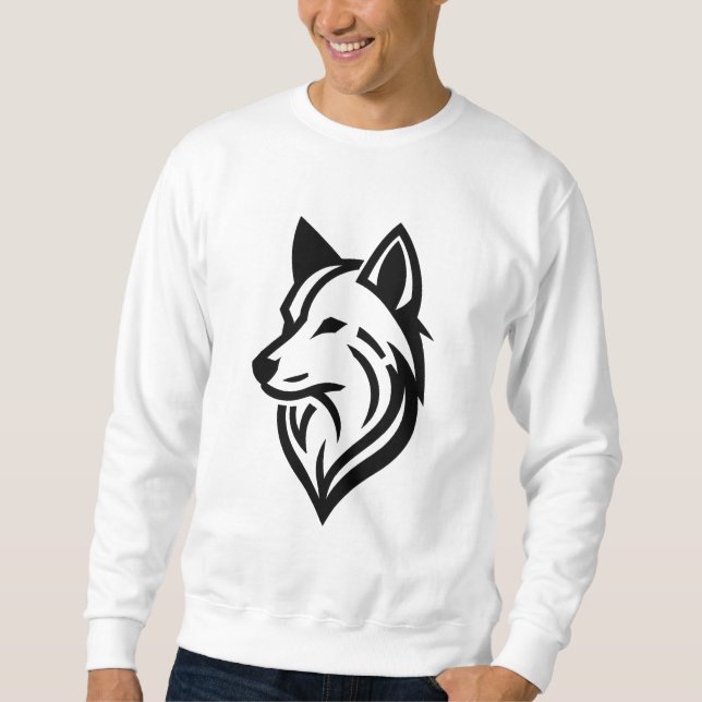 Minimalist Wolf Face Silhouette Sweatshirt (Front)