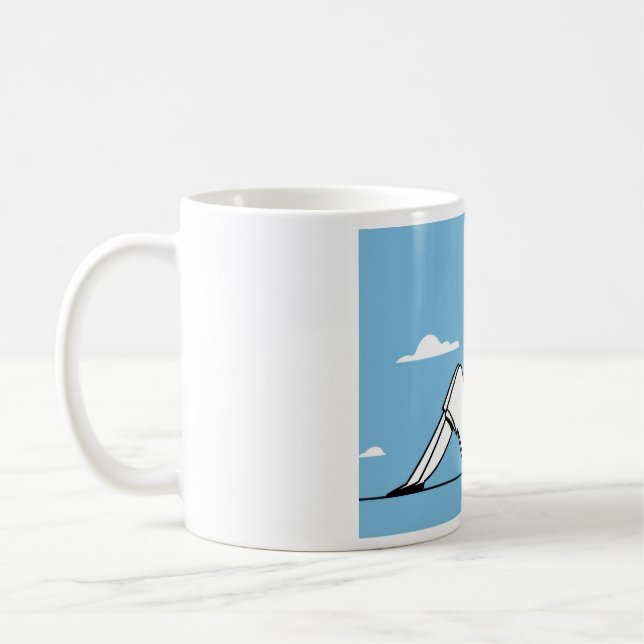 Minimalist Woman and Dog Illustration Coffee Mug (Left)