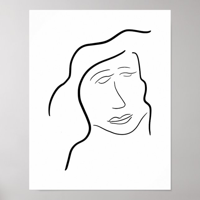 Minimalist Woman Face Sketch for Gallery Wall Poster (Front)