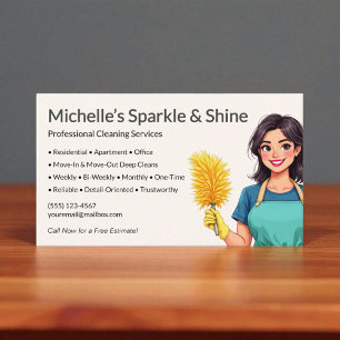Minimalist Woman Neutral Cleaning Service Business Card