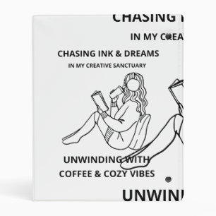 MINIMALIST WOMAN READING & COFFEE LINE ART POSTER MINI BINDER