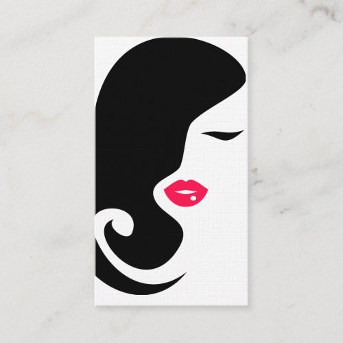 Minimalist Woman Silhouette Black Beauty Salon Business Card