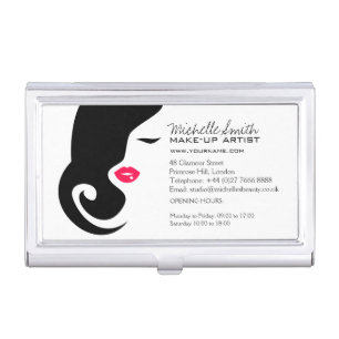 Minimalist Woman Silhouette Black Beauty Salon Case For Business Cards