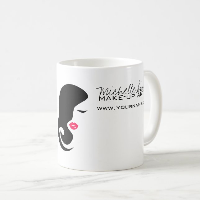 Minimalist Woman Silhouette Black Beauty Salon Coffee Mug (Front Right)