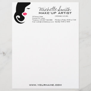 Minimalist Woman Silhouette Black Beauty Salon Letterhead