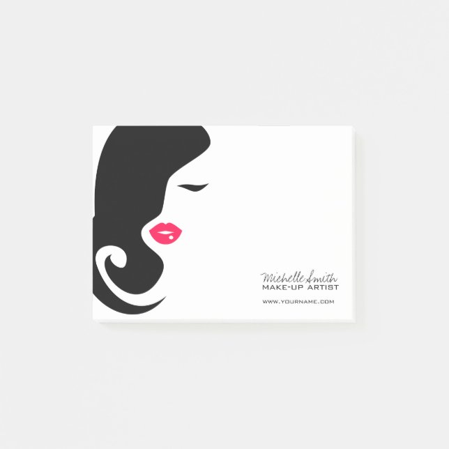 Minimalist Woman Silhouette Black Beauty Salon Post-it Notes (Front)