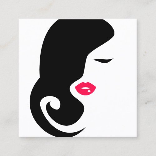 Minimalist Woman Silhouette Black Beauty Salon Square Business Card