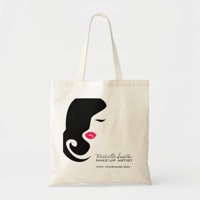 Minimalist Woman Silhouette Black Beauty Salon Tote Bag (Front)