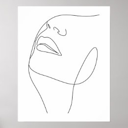 Minimalist Womans Face Line Art Poster