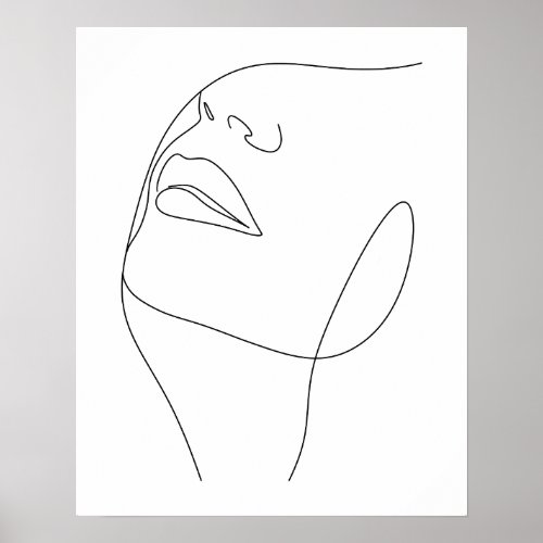Minimalist Womans Face Line Art  Poster
