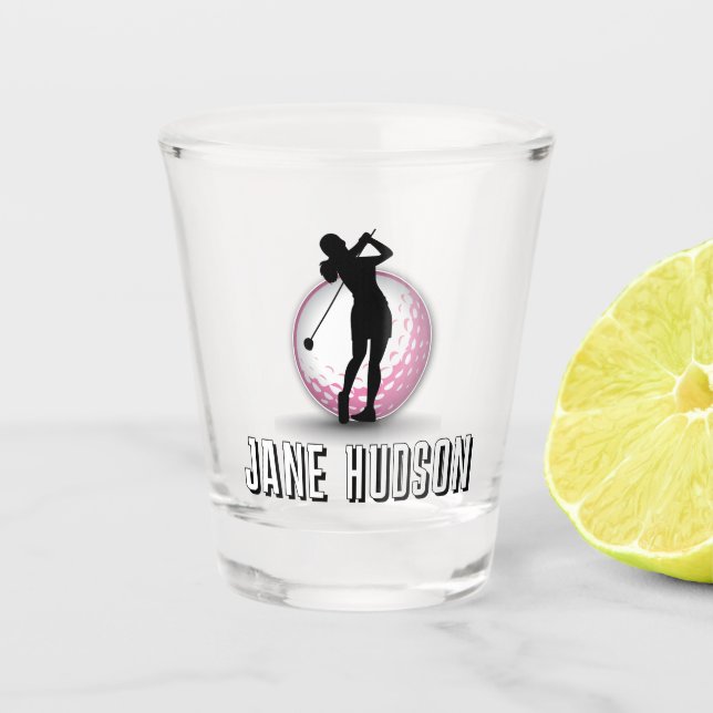Minimalist Women Golf Monogram Design Shot Glass (Front)