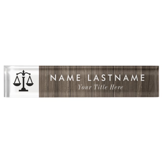  Minimalist wood Attorney  Nameplate (Front)