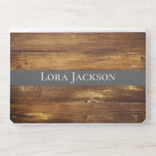 Minimalist wooden Backgrounds Personalized Name HP Laptop Skin