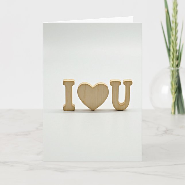 Minimalist Wooden I Love You Card (Front)