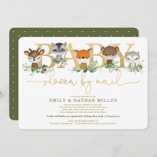 Minimalist Woodland Greenery Baby Shower By Mail Invitation