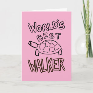 Minimalist World’s Best Walker Turtle Line Art Card