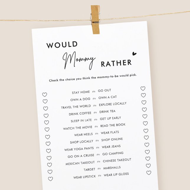 Minimalist Would Mommy Rather Baby Shower Game (Creator Uploaded)
