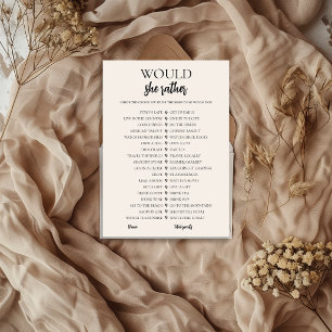 Minimalist Would She Rather Bridal Shower Card