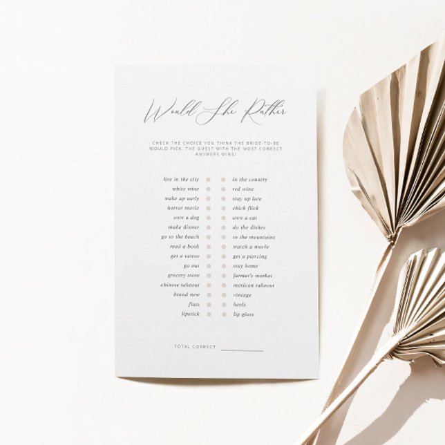 Minimalist Would She Rather Bridal Shower Game (Creator Uploaded)