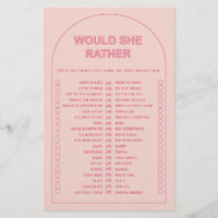 Minimalist would she rather bridal shower game