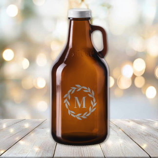 Minimalist Wreath Bold Monogram Growler