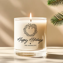 Minimalist Wreath Happy Holidays Personalized