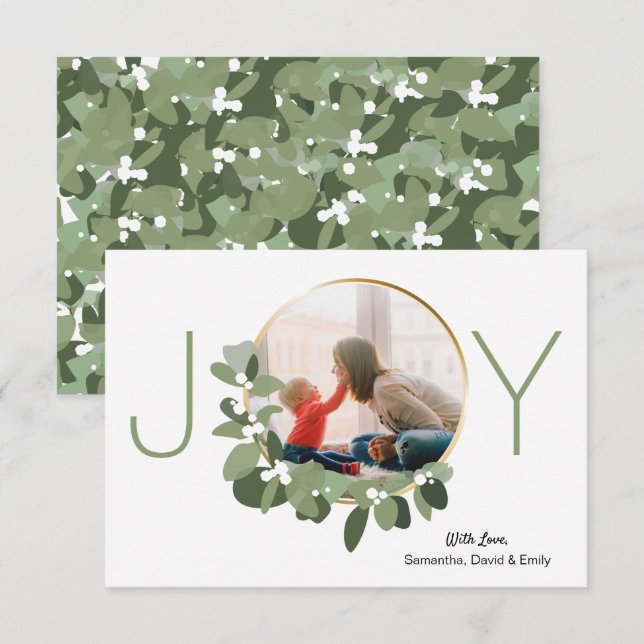 Minimalist Wreath | Joy | Christmas Photo Card (Front/Back)