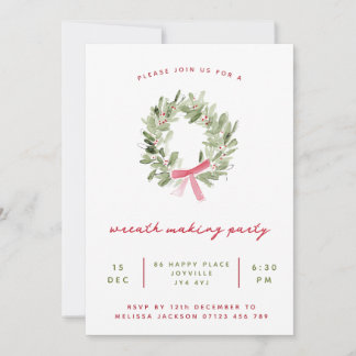 Minimalist Wreath Making Holiday Party Invitation