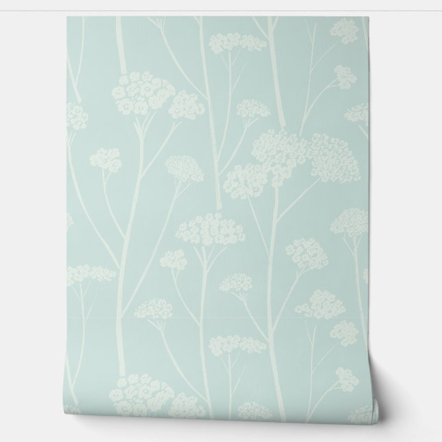 Minimalist Yarrow Flower Botanical Silhouette Wallpaper (Unrolling)
