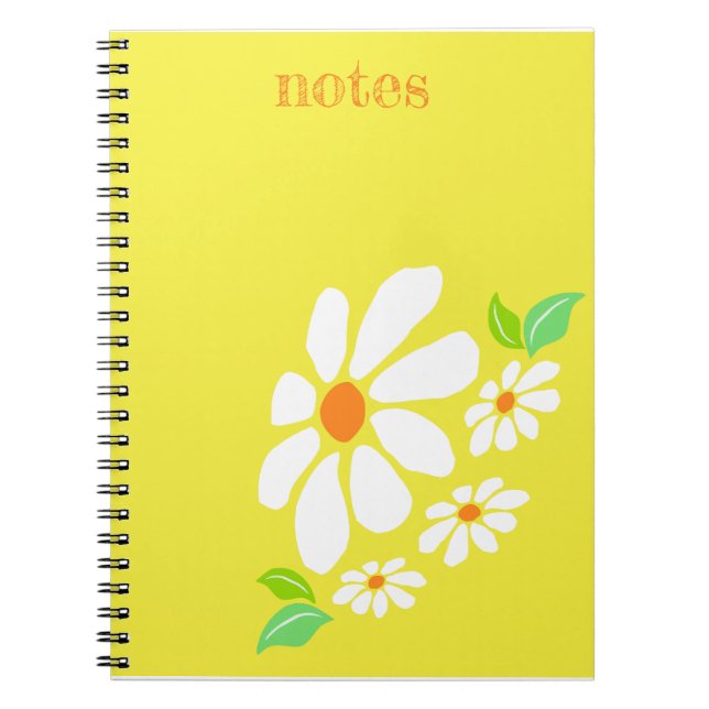 Minimalist Yellow and White Flower Drawing Notebook (Front)