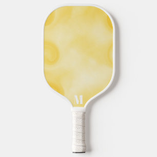 Minimalist Yellow and White Modern Monogram Pickleball Paddle