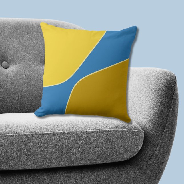 Minimalist Yellow-Blue Irregular Quarter Shapes   Throw Pillow (Minimalist Yellow-Blue Irregular Quarter Shapes Throw Pillow)