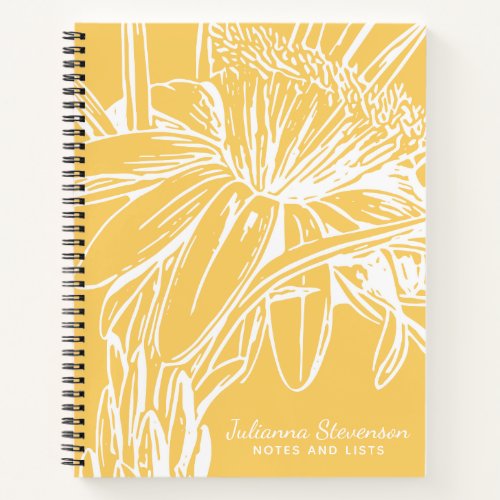 Minimalist Yellow Botanical Art Custom Notes Lists Notebook