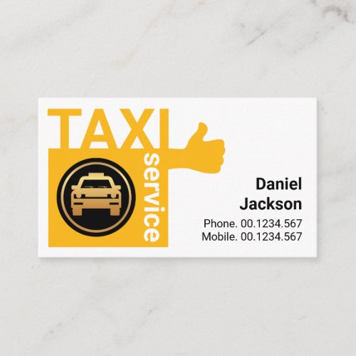 Minimalist Yellow Cube Thumbs Up Taxi Driver Business Card