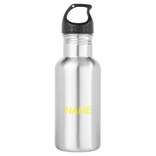 Minimalist yellow Custom name text Stainless Steel Water Bottle