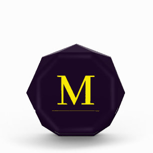 Minimalist yellow elegant sophisticated monogram acrylic award
