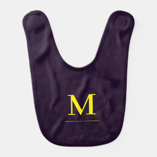 Minimalist yellow elegant sophisticated monogram baby bib