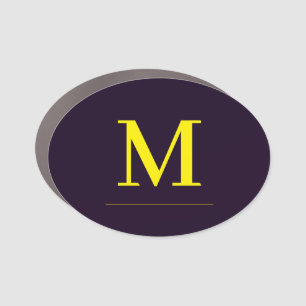 Minimalist yellow elegant sophisticated monogram car magnet