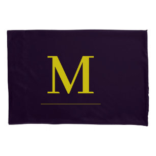 Minimalist yellow elegant sophisticated monogram pillow case
