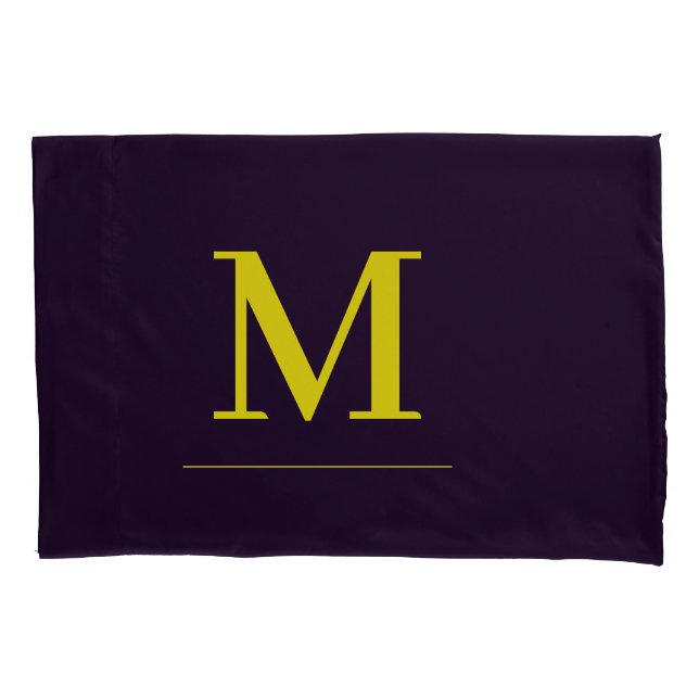 Minimalist yellow elegant sophisticated monogram pillow case (Front)