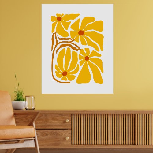 Minimalist Yellow Floral Scandinavian Wall Art Pri