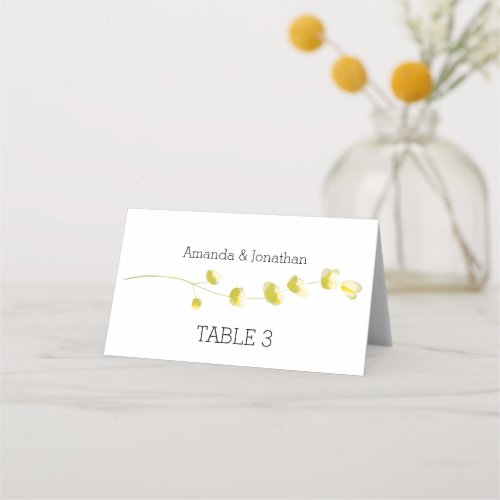 Minimalist Yellow Floral Wedding Place Cards
