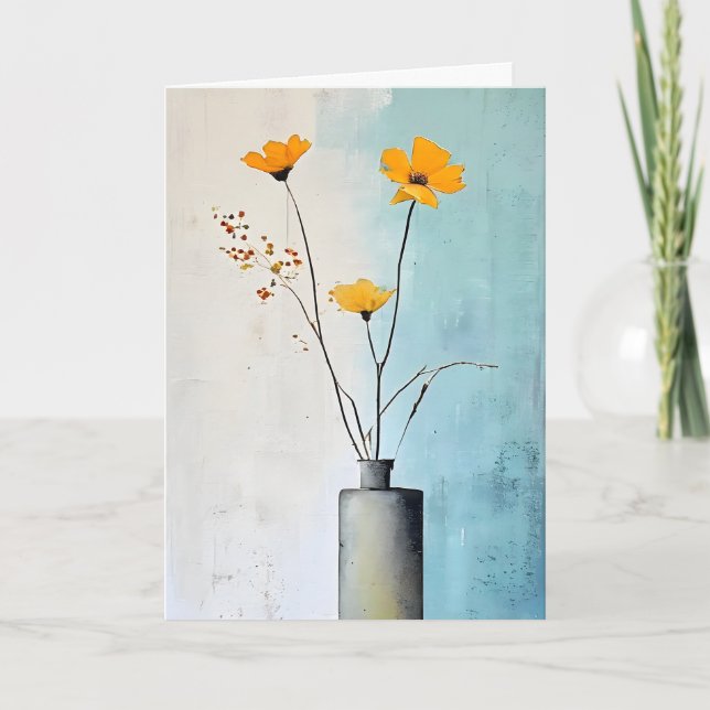 Minimalist Yellow Flowers Mother's Day Holiday Card (Front)