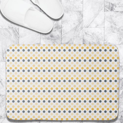 Minimalist Yellow Grey Polka Dots Pattern Bath Mat